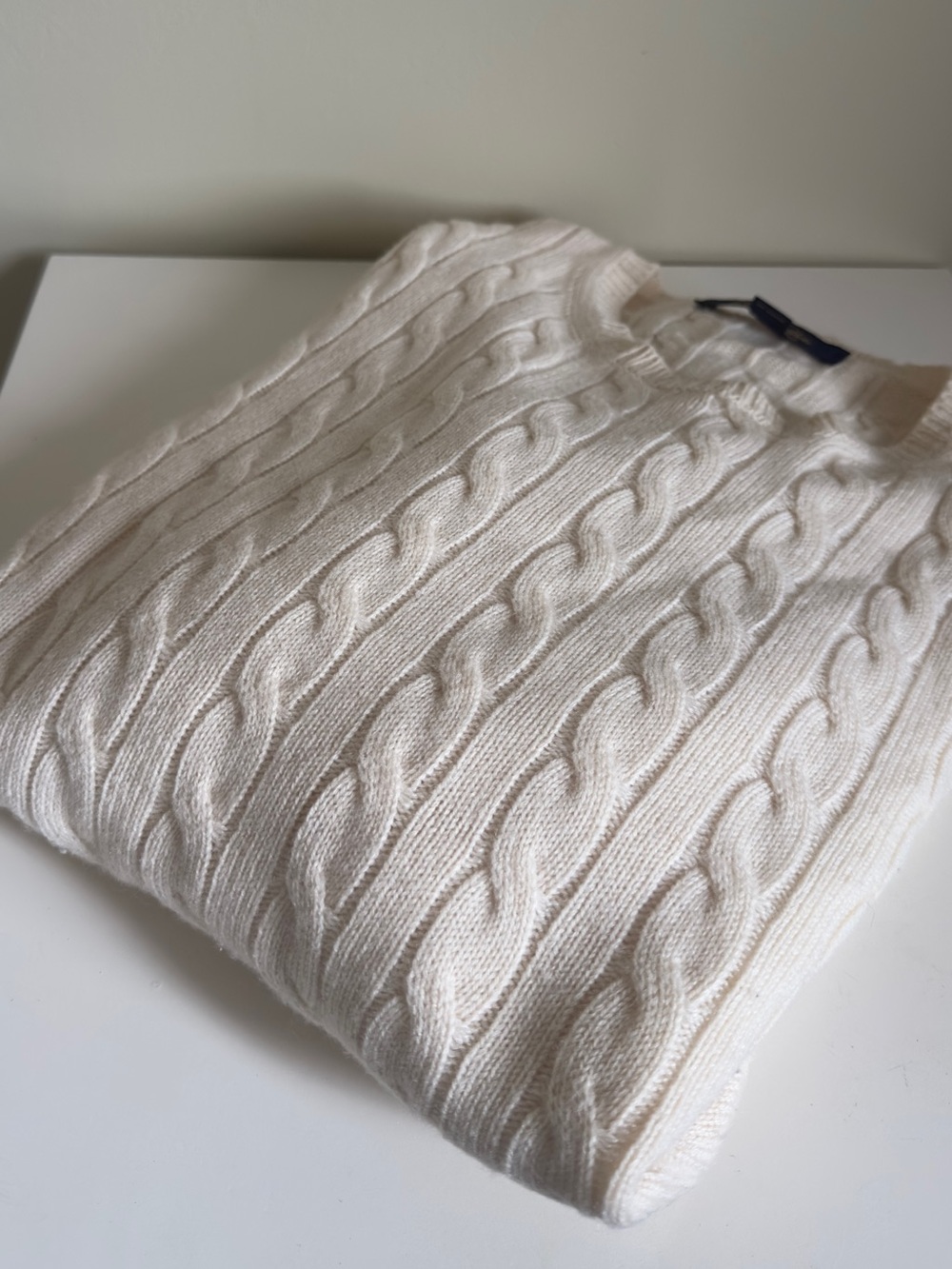 Brooks Brothers 100% Cashmere Cable Knit Sweater in Cream